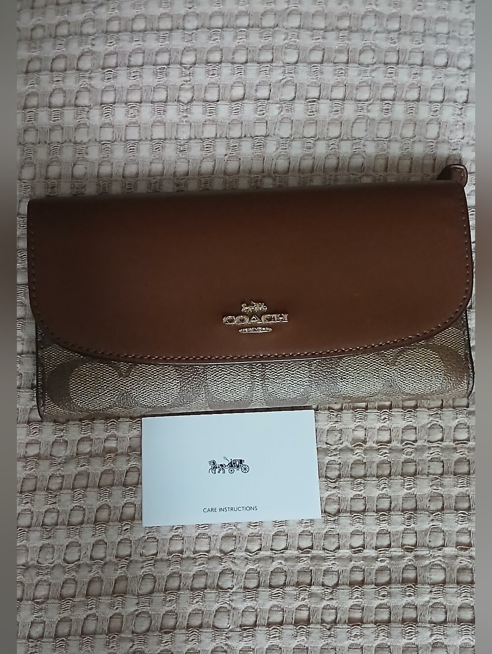 Coach Brown Signature Canvas/Leather Checkbook Wallet